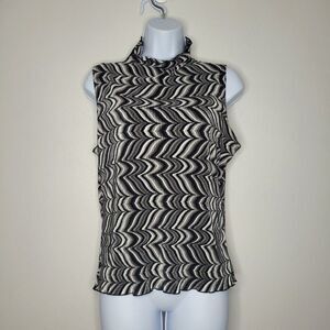 Vintage Studio Y black gray disco psychedelic rave festive crinkle top size L